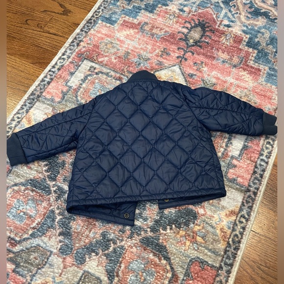 Ralph Lauren baby boy quilted bomber jacket navy blue 9 months snap front - Picture 3 of 6